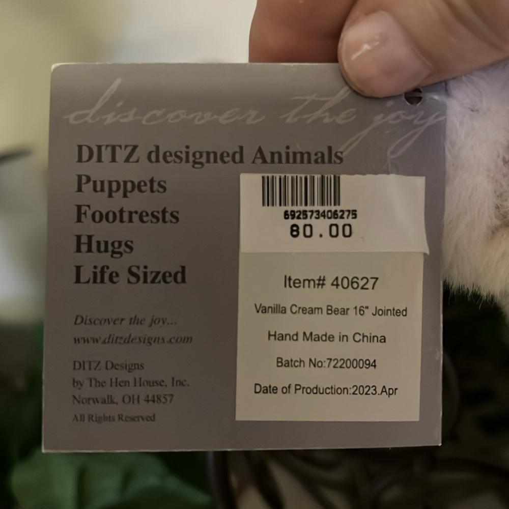 Bellagio Plush White Jointed Bear with Red Scarf - Picture 6 of 6